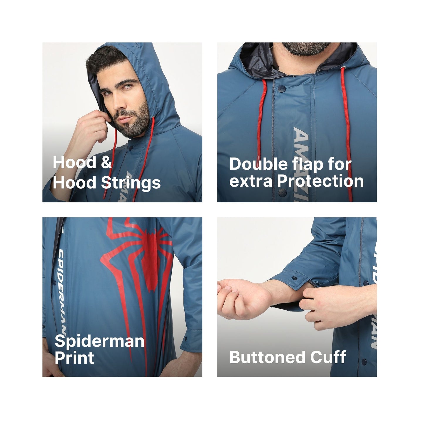 Sleek Reversible SpiderRaincoat Suit with Free-leak proof pouch