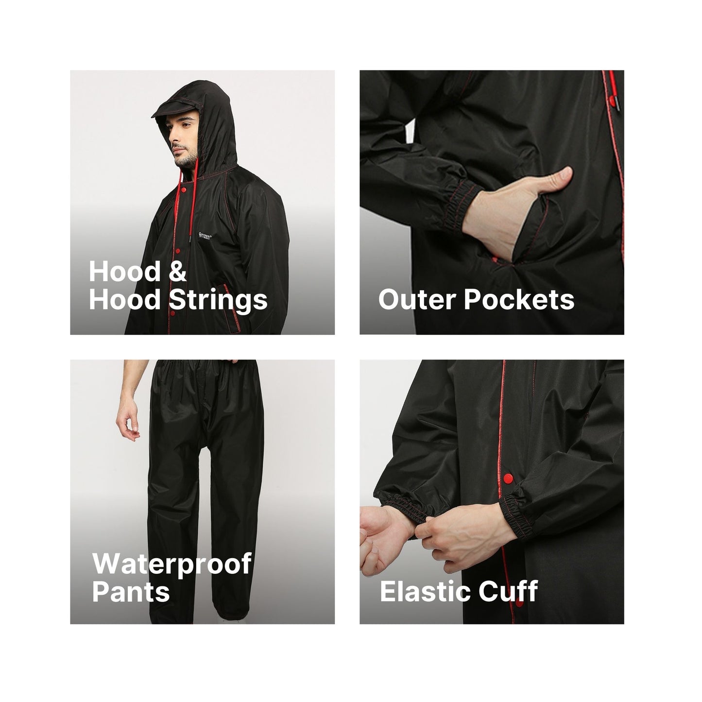 Sleek Tapping Raincoat Suit with Free-leak proof pouch