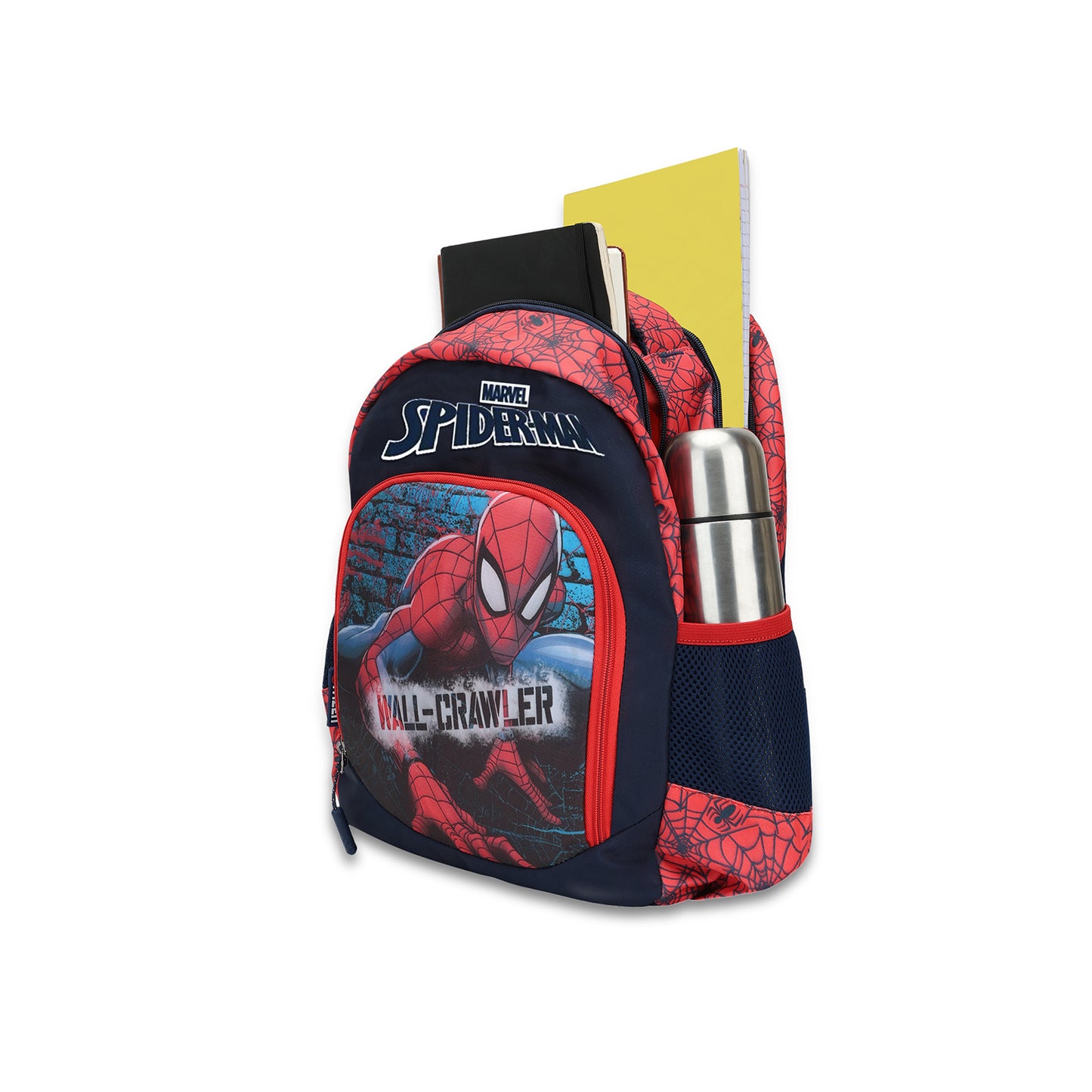 Citizen Spiderman 18L Kids Backpack for Boys , Dual Compartment,Padded Straps, Front Utility Pocket - (Red, Navy)
