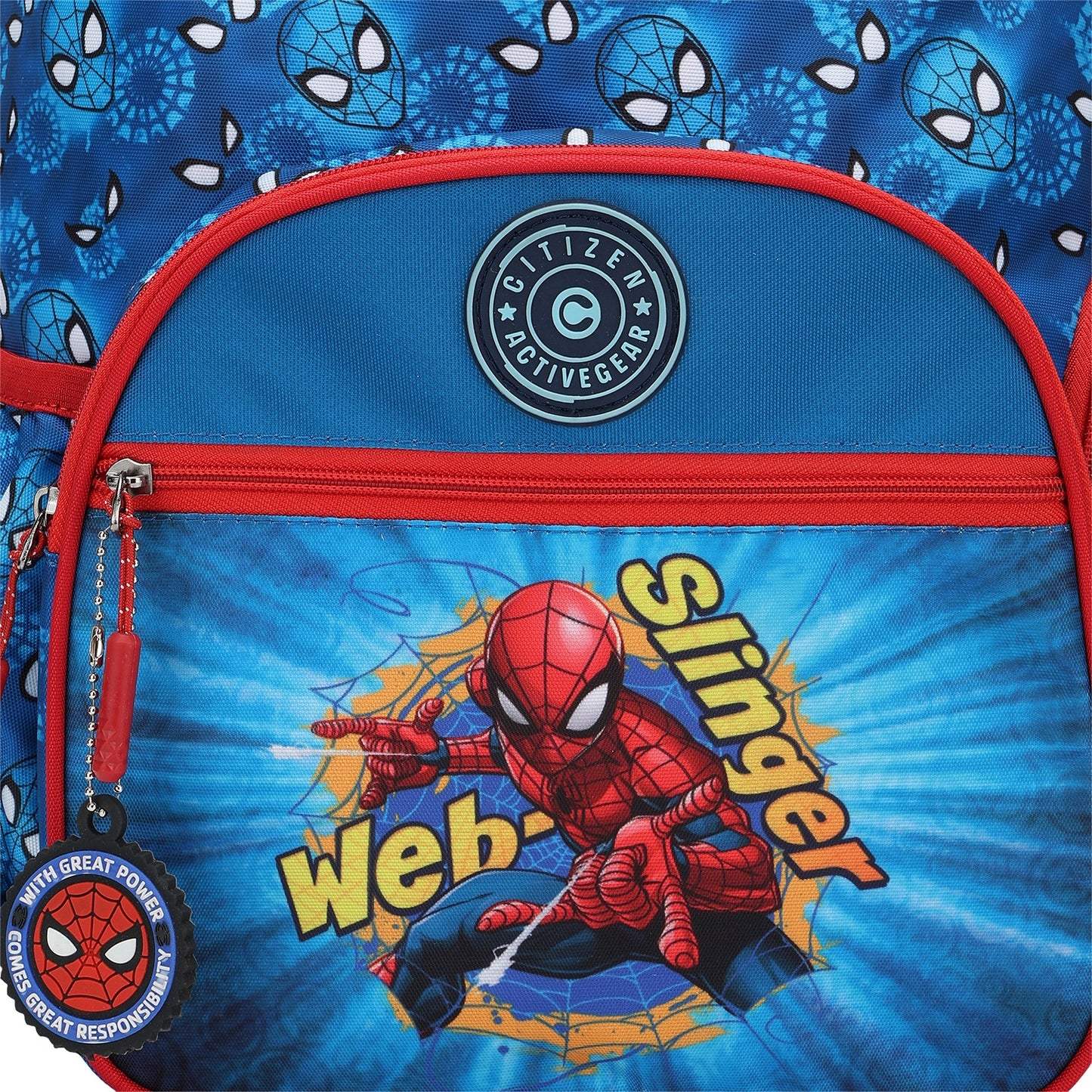 Citizen Marvel Spiderman 25L School Backpack for Boys, Lightweight Kids Book Bag with Front Pocket & Side Storage- ( Blue,Red)