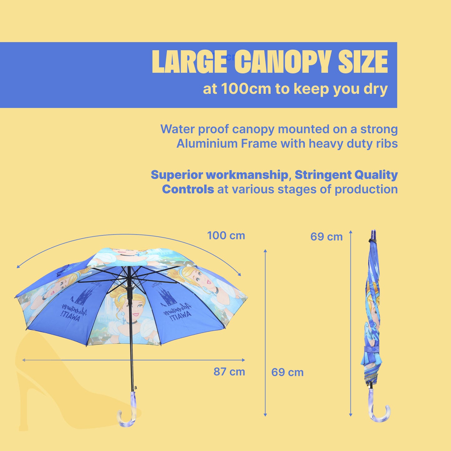 Kids Umbrella with Cinderella Character