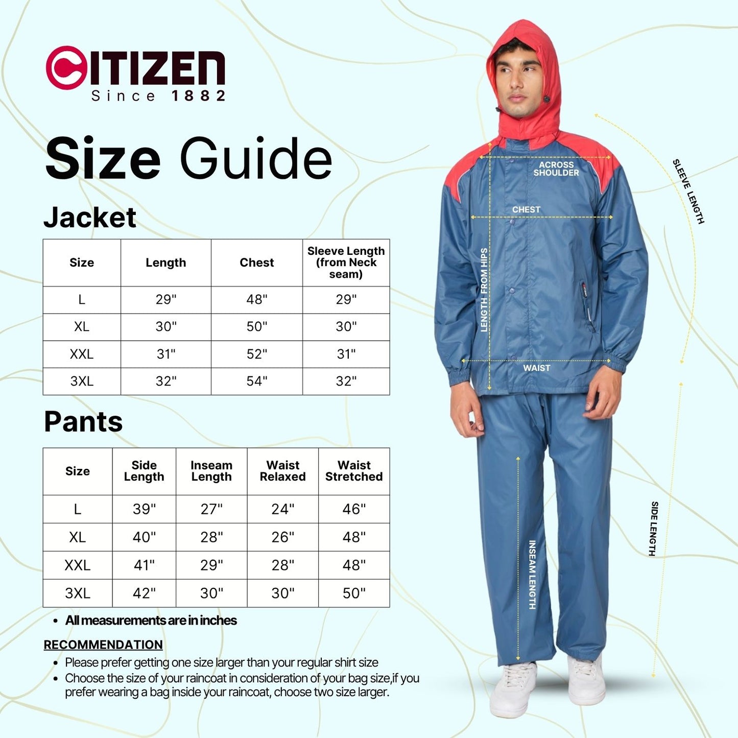 Citizen Hooded Raincoat for Men Women Waterproof for Bike Riders Hd Butter Fabric Lightweight Stylish Sealed Hood, Large Pockets, Heavy-Duty Zippers Rainwear
