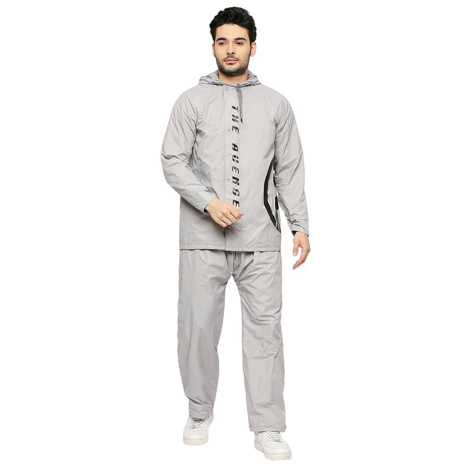 Smoky Gray Reversible Raincoat Suit with Free-leak proof pouch
