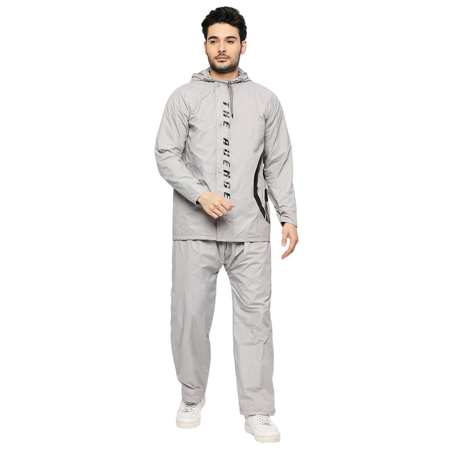 Smoky Gray Reversible Raincoat Suit with Free-leak proof pouch