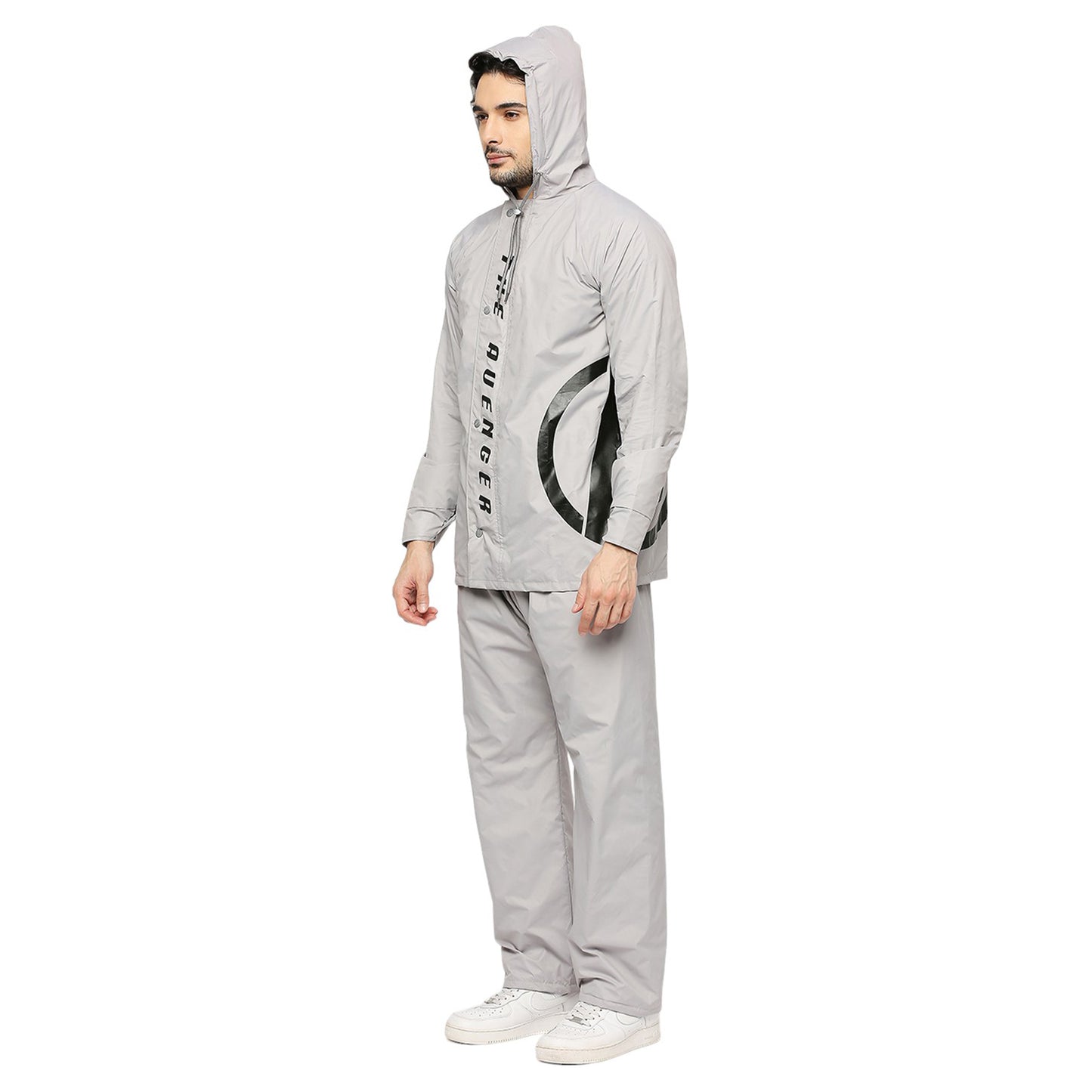 Smoky Gray Reversible Raincoat Suit with Free-leak proof pouch