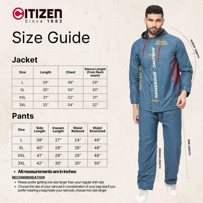 CR03 Spiderman Raincoat for Men | Buy Waterproof Jacket Online in India – Citizen Active Gear