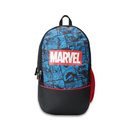 Citizen Marvel Comic Print 13L School Backpack for Boys,Padded Back,Side Pocket & Adjustable Straps - (Black, Blue)