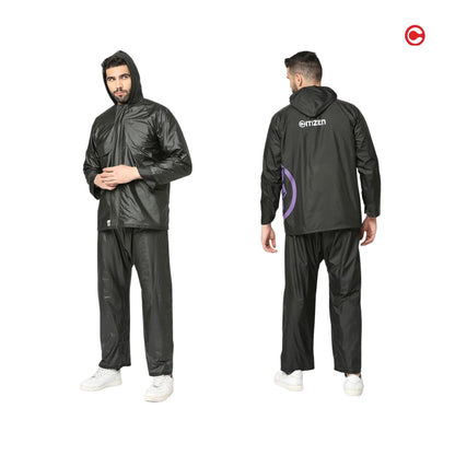 Black Panther Reversible Raincoat Suit with  Free-leak proof pouch