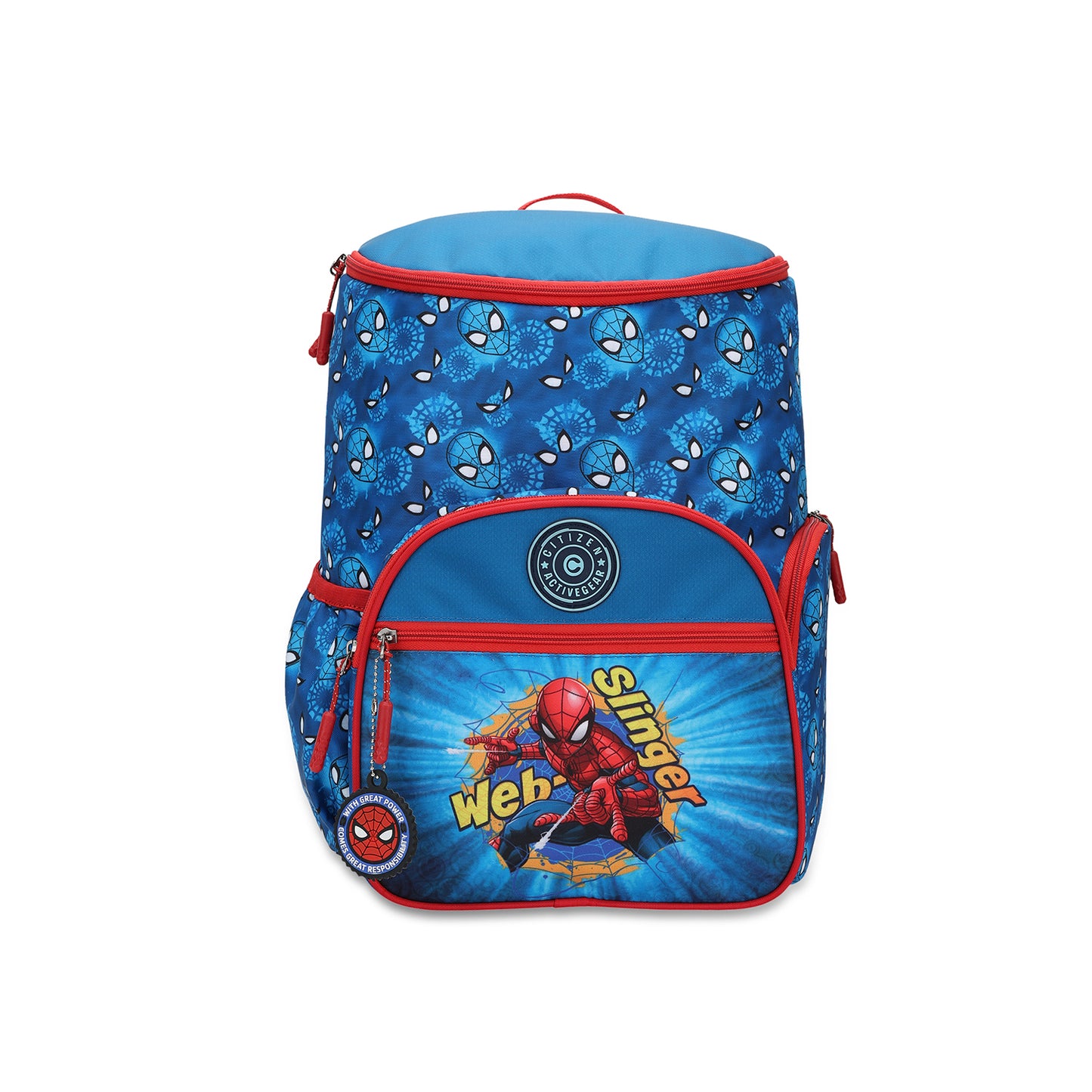 Citizen Marvel Spiderman 25L School Backpack for Boys, Lightweight Kids Book Bag with Front Pocket & Side Storage- ( Blue,Red)