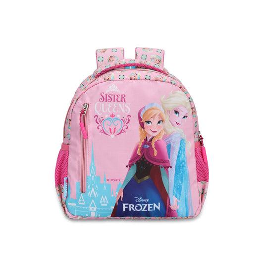 Citizen Frozen Queen 9L Kids Backpack for Girls ,Padded Straps, Front Utility Pocket & Side Mesh Pockets - (Pink)