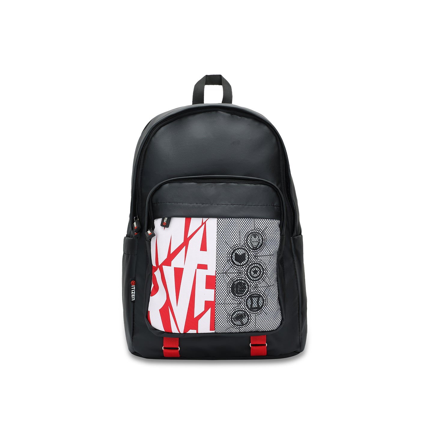 Citizen Marvel 23L Superhero Graphic Printed School Bag, Padded Shoulder Straps,Front Zipper Pocket  - (Black)