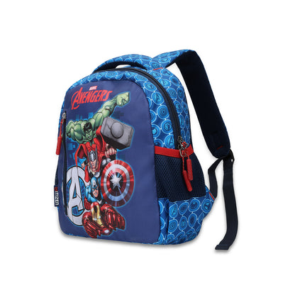 Citizen Avengers 9L Kids School Backpack for Boys , Superhero Printed, Padded Straps & Side Mesh Pockets -(Blue)