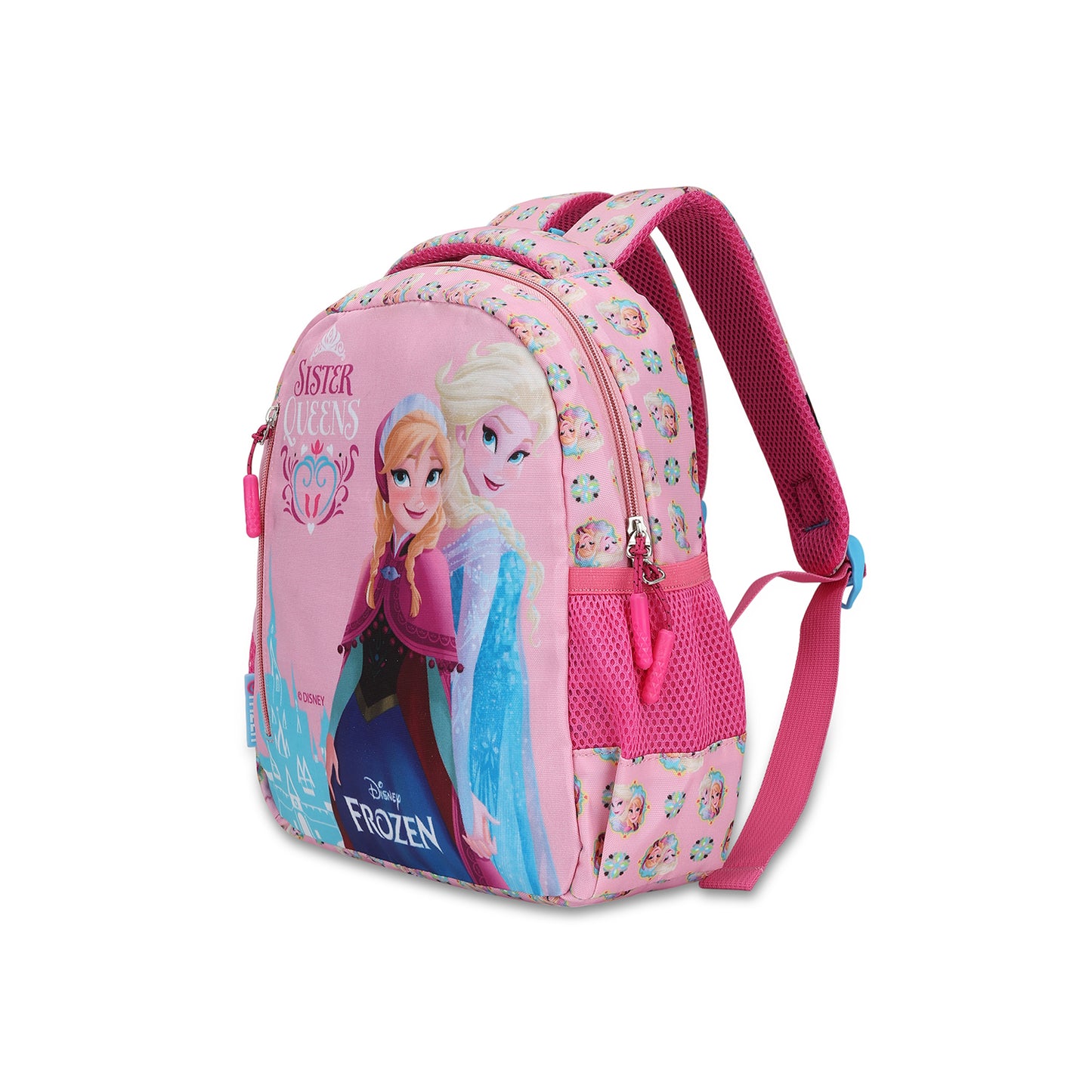 Citizen Frozen Queen 9L Kids Backpack for Girls ,Padded Straps, Front Utility Pocket & Side Mesh Pockets - (Pink)