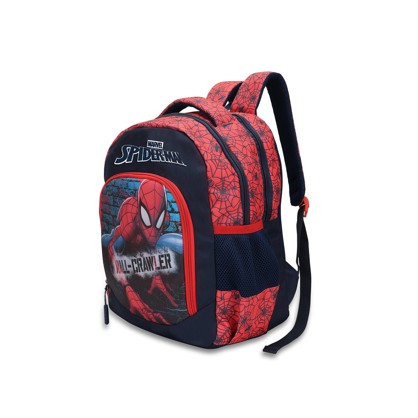 Citizen Spiderman 18L Kids Backpack for Boys , Dual Compartment,Padded Straps, Front Utility Pocket - (Red, Navy)