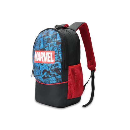 Citizen Marvel Comic Print 13L School Backpack for Boys,Padded Back,Side Pocket & Adjustable Straps - (Black, Blue)