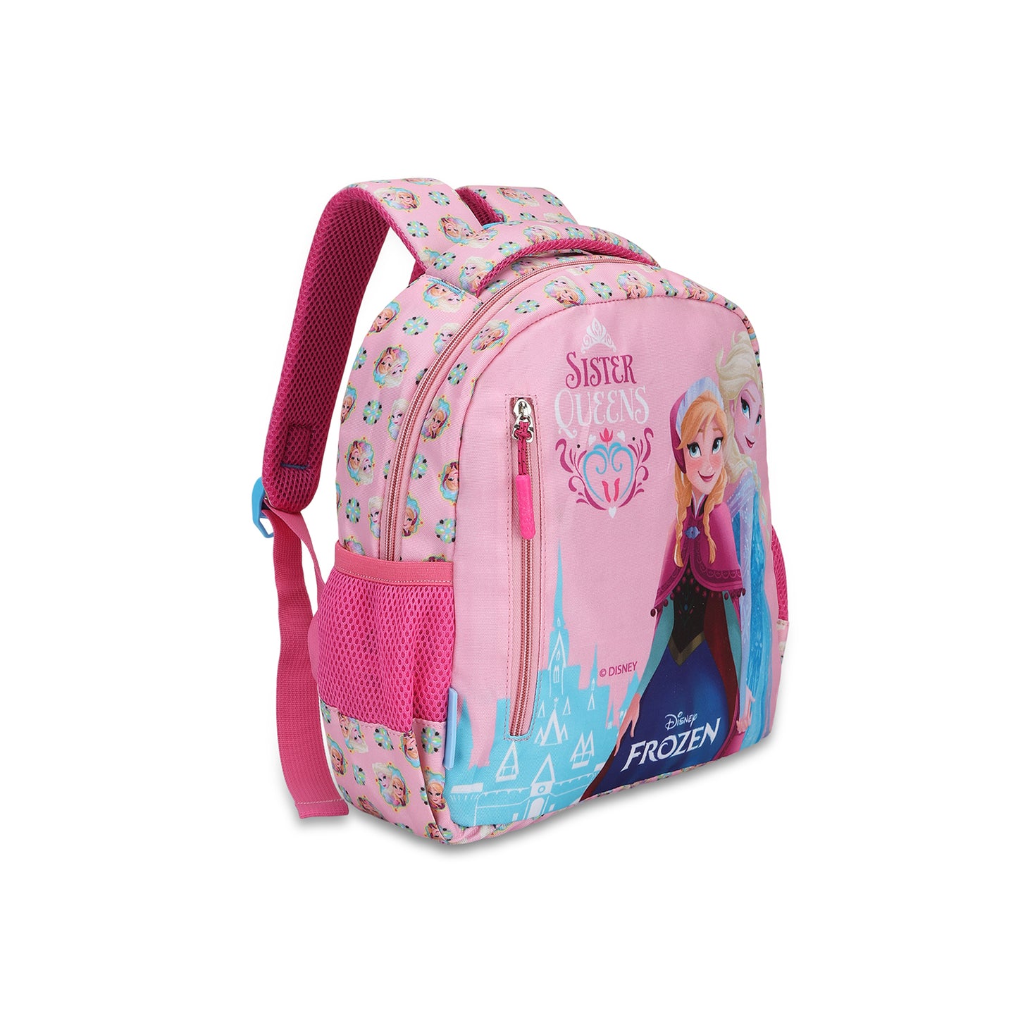 Citizen Frozen Queen 9L Kids Backpack for Girls ,Padded Straps, Front Utility Pocket & Side Mesh Pockets - (Pink)