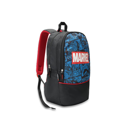 Citizen Marvel Comic Print 13L School Backpack for Boys,Padded Back,Side Pocket & Adjustable Straps - (Black, Blue)