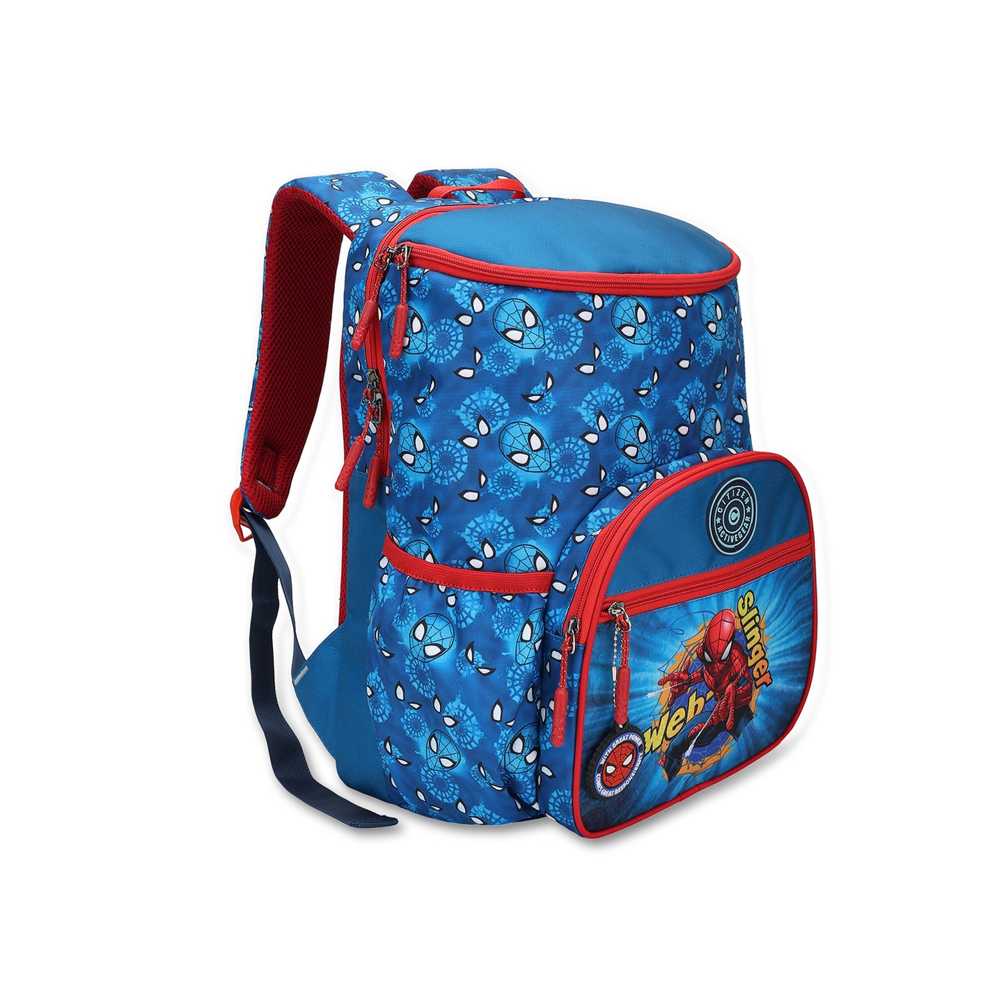 Citizen Marvel Spiderman 25L School Backpack for Boys, Lightweight Kids Book Bag with Front Pocket & Side Storage- ( Blue,Red)