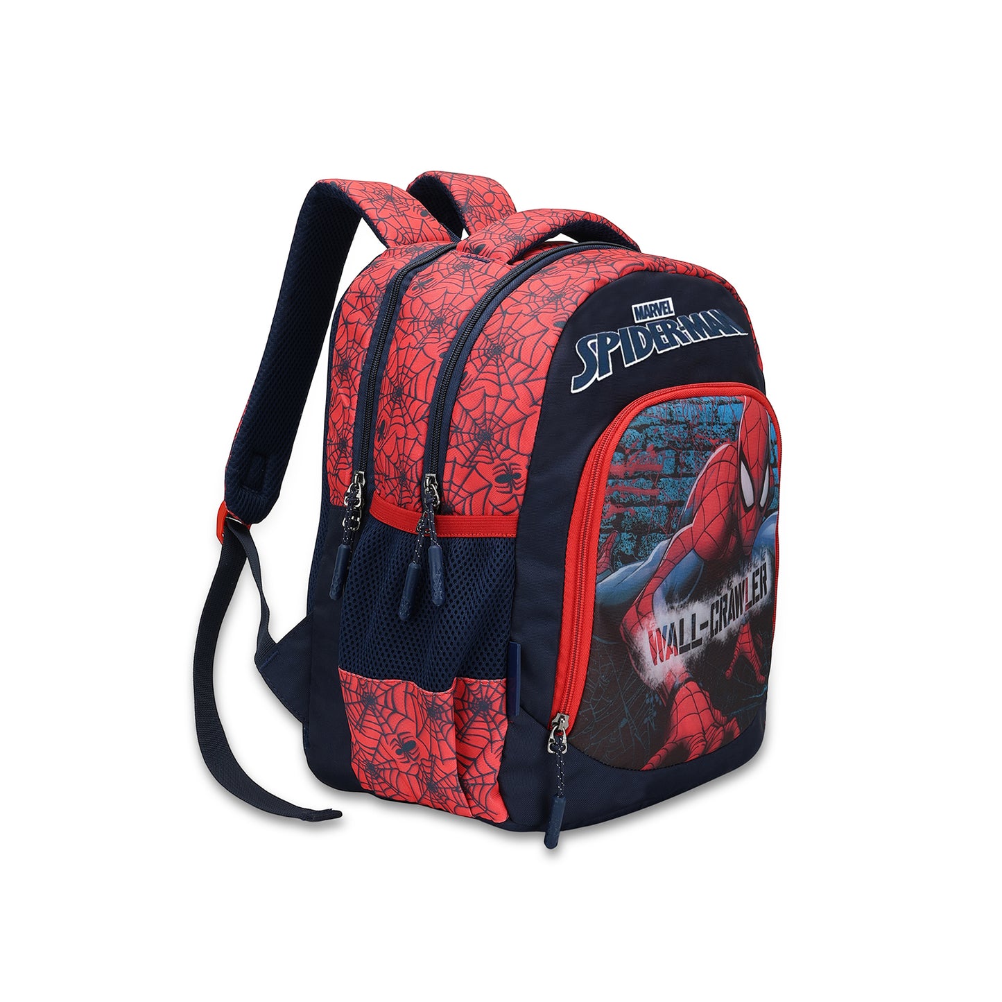 Citizen Spiderman 18L Kids Backpack for Boys , Dual Compartment,Padded Straps, Front Utility Pocket - (Red, Navy)