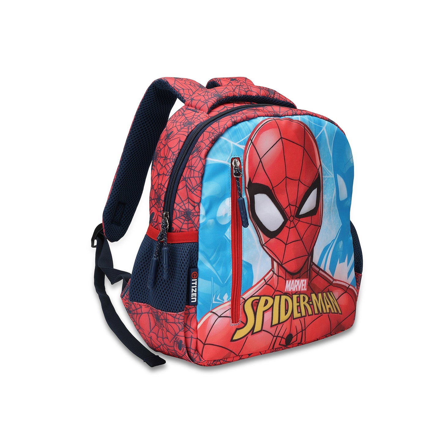 Citizen Spiderman 9L Kids School Backpack for Boys , Adjustable Shoulder Straps , Front Zipper Pocket - (Red)