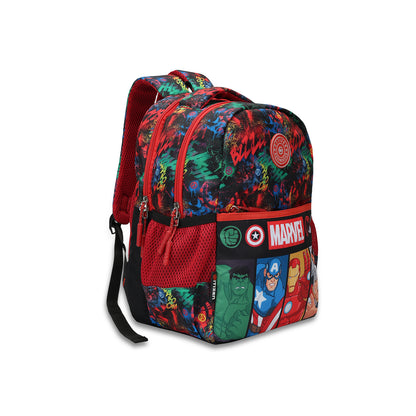 Citizen Avengers 18L Kids School Backpack – Superhero Print, Multi‑Compartment (Red)