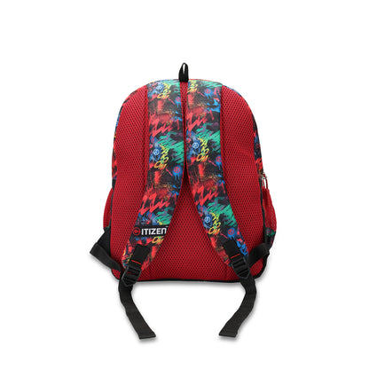 Citizen Avengers 18L Kids School Backpack – Superhero Print, Multi‑Compartment (Red)