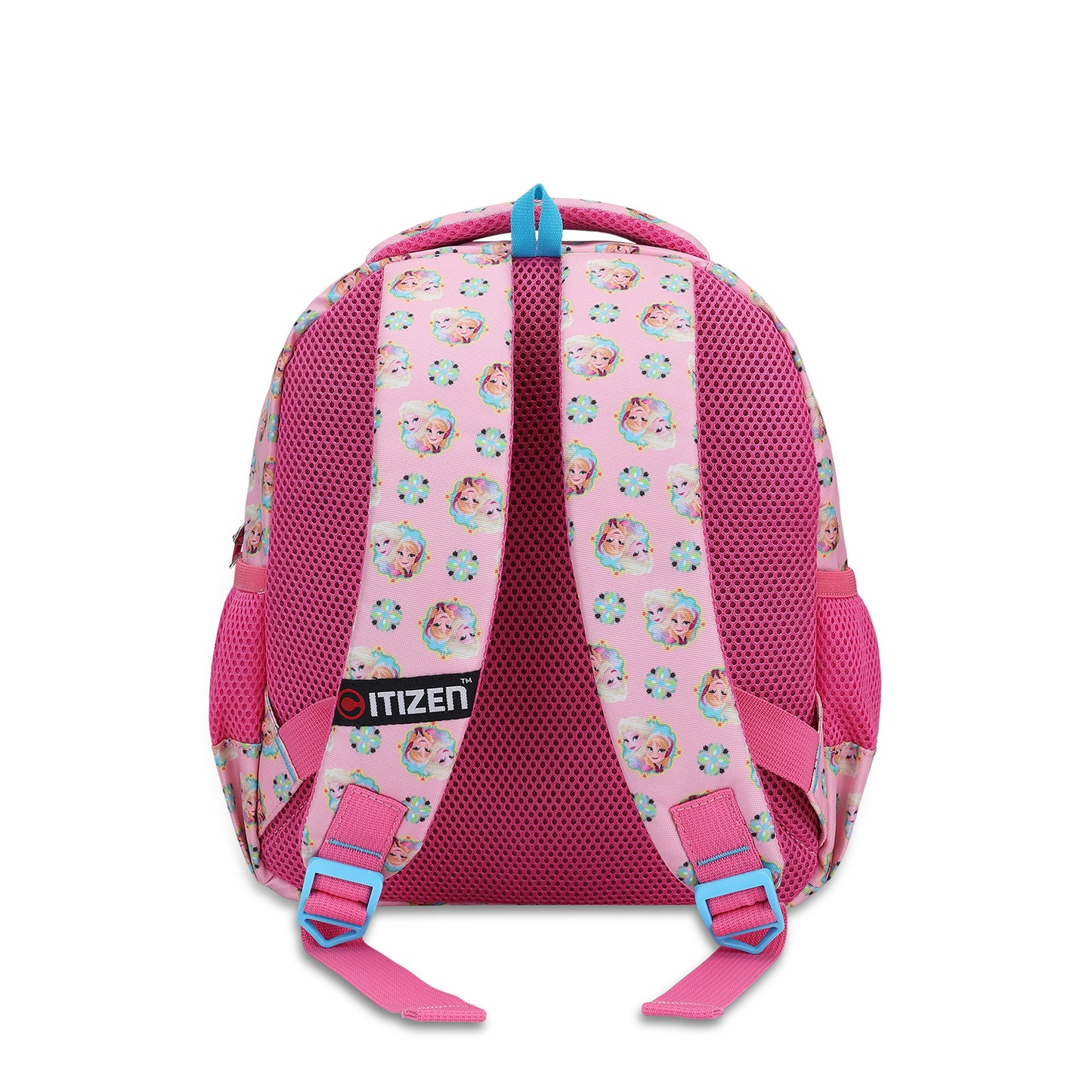 Citizen Frozen Queen 9L Kids Backpack for Girls ,Padded Straps, Front Utility Pocket & Side Mesh Pockets - (Pink)
