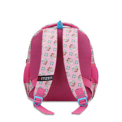 Citizen Frozen Queen 9L Kids Backpack for Girls ,Padded Straps, Front Utility Pocket & Side Mesh Pockets - (Pink)