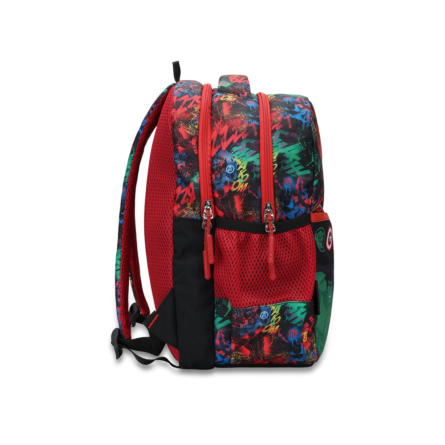 Citizen Avengers 18L Kids School Backpack for Boys ,Superheros Graphic Print , Multiple Compartments - (Red)