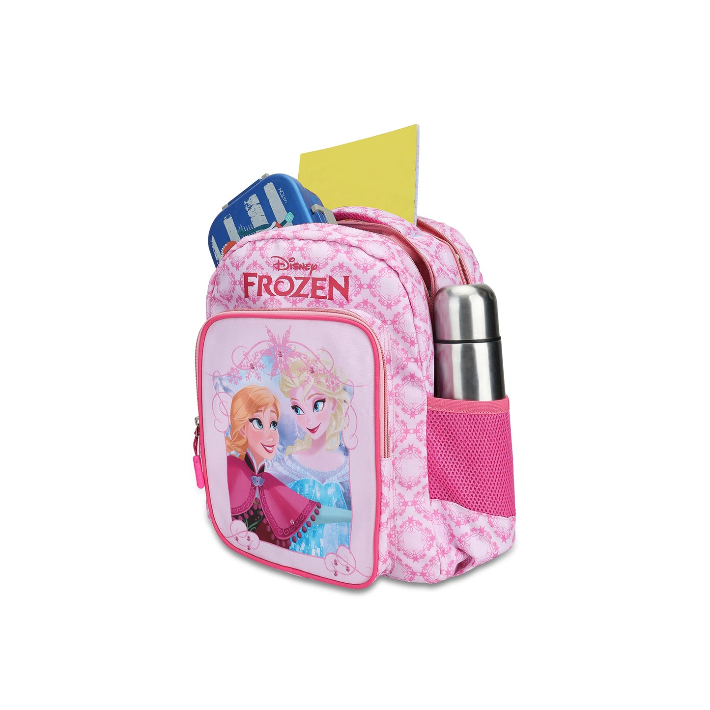 Citizen  Frozen Anna Elsa 18L Kids Backpack for Girls, Double Compartment, With Padded Shoulder Straps - (Pink)