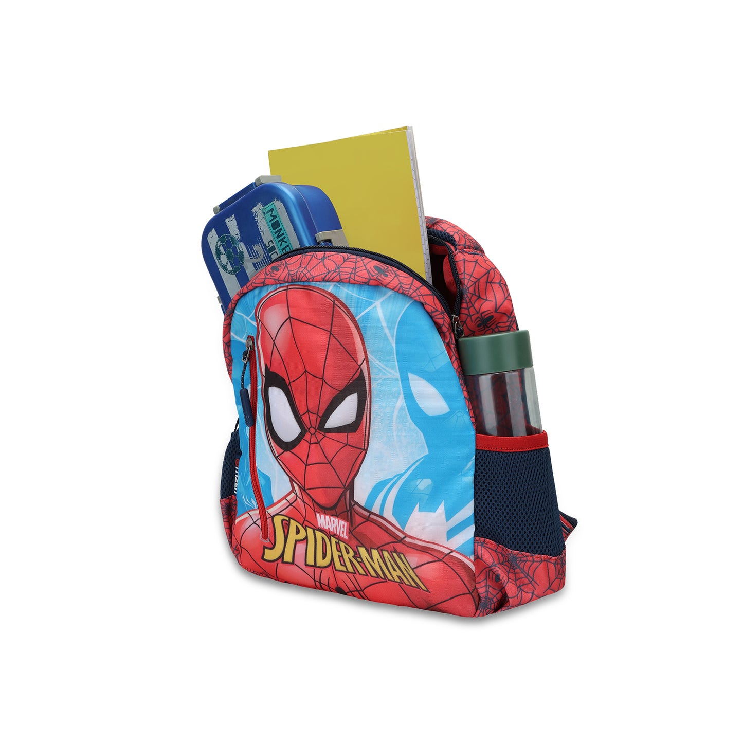Citizen Spiderman 9L Kids School Backpack for Boys , Adjustable Shoulder Straps , Front Zipper Pocket - (Red)