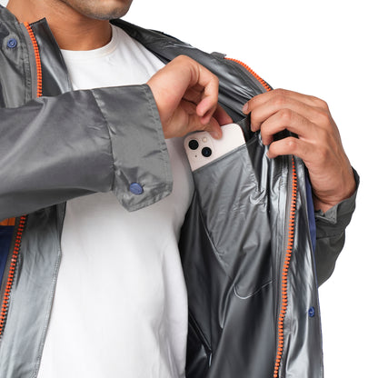 Citizen Hooded Raincoat for Men Women Waterproof for Bike Riders 180T Micro Fabric Lightweight Stylish Sealed Hood, Large Pockets, Heavy-Duty Zippers Rainwear
