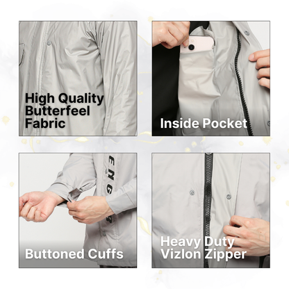 Citizen Smoky Gray Reversible Raincoat Suit – Waterproof Men’s Rainwear with Leak‑Proof Pouch