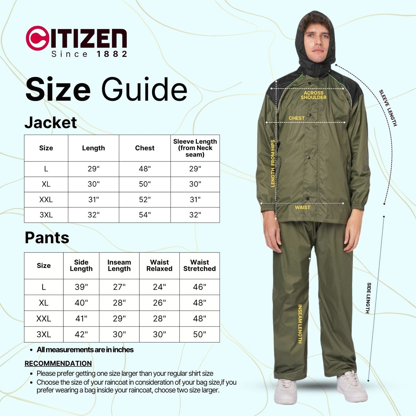 Citizen Hooded Raincoat for Men Women Waterproof for Bike Riders Hd Butter Fabric Lightweight Stylish Sealed Hood, Large Pockets, Heavy-Duty Zippers Rainwear