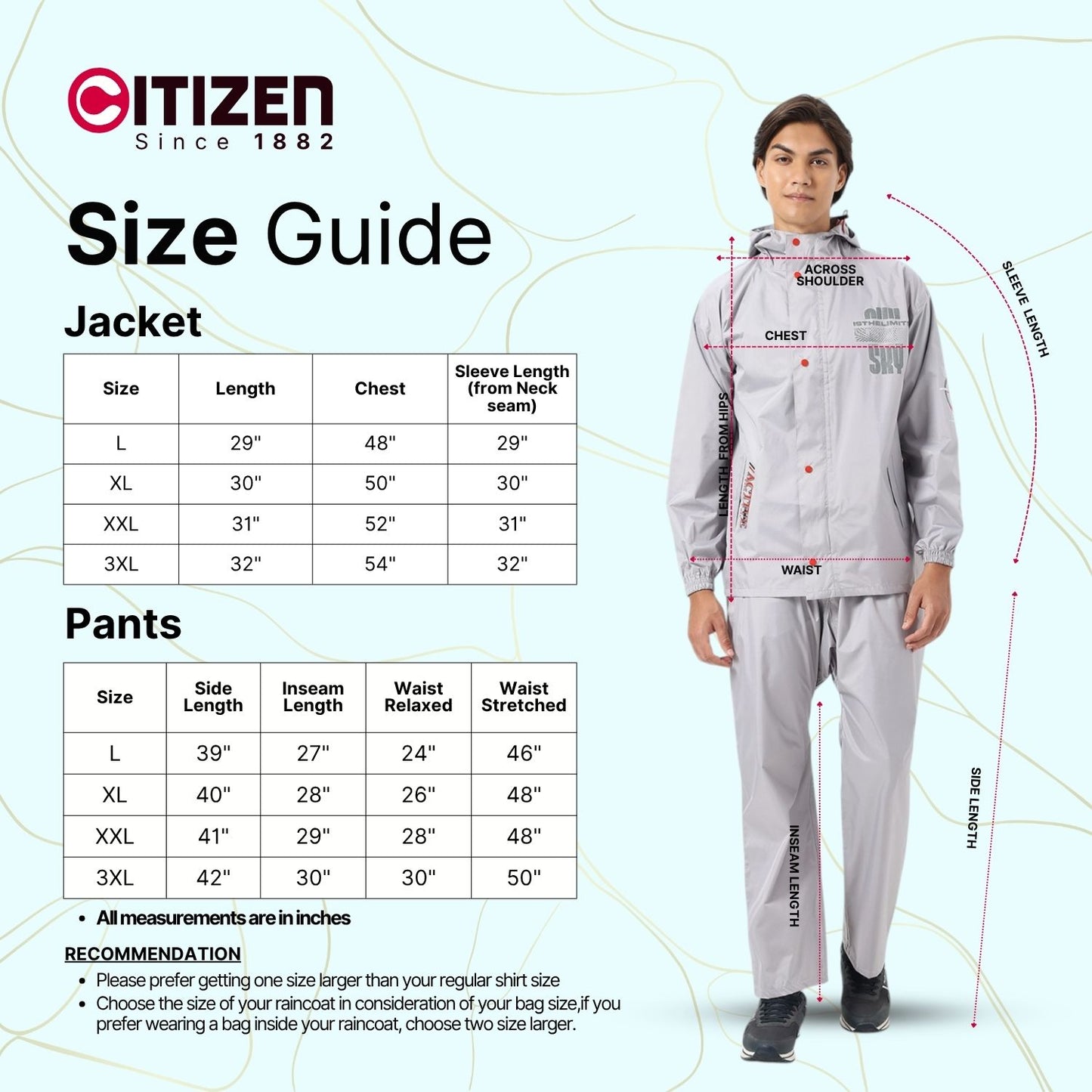 Citizen Smoky Gray Reversible Raincoat Suit – Waterproof Men’s Rainwear with Leak‑Proof Pouch