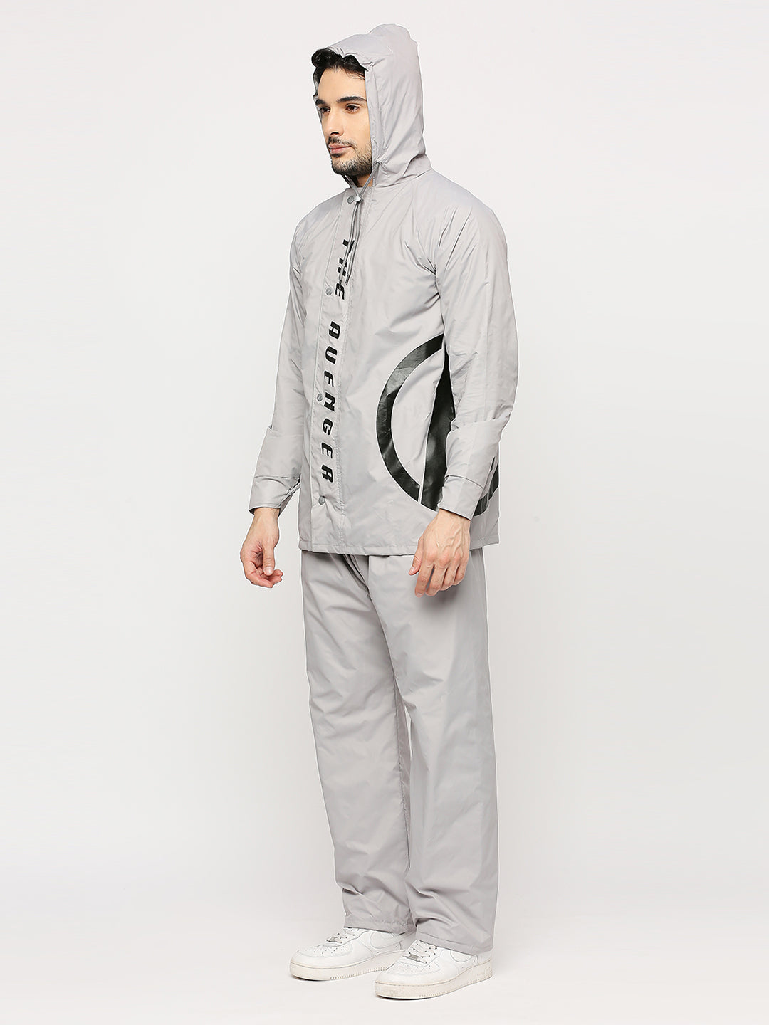 Smoky Gray Reversible Raincoat Suit with Free-leak proof pouch