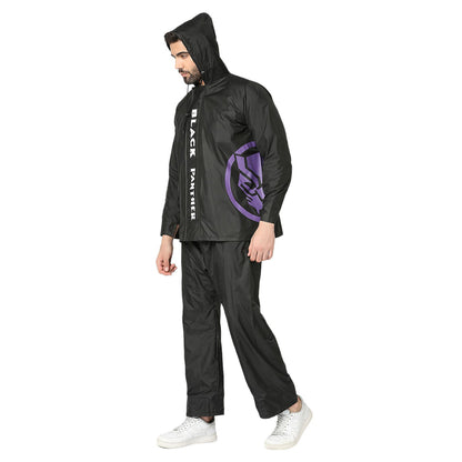 Black Panther Reversible Raincoat Suit with  Free-leak proof pouch