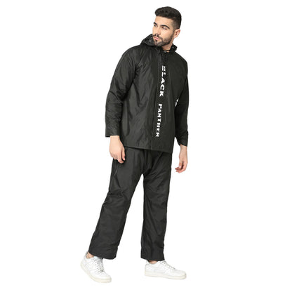 Black Panther Reversible Raincoat Suit with  Free-leak proof pouch