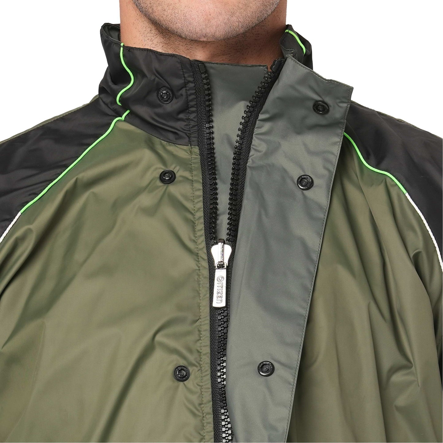 Citizen Hooded Raincoat for Men Women Waterproof for Bike Riders Hd Butter Fabric Lightweight Stylish Sealed Hood, Large Pockets, Heavy-Duty Zippers Rainwear